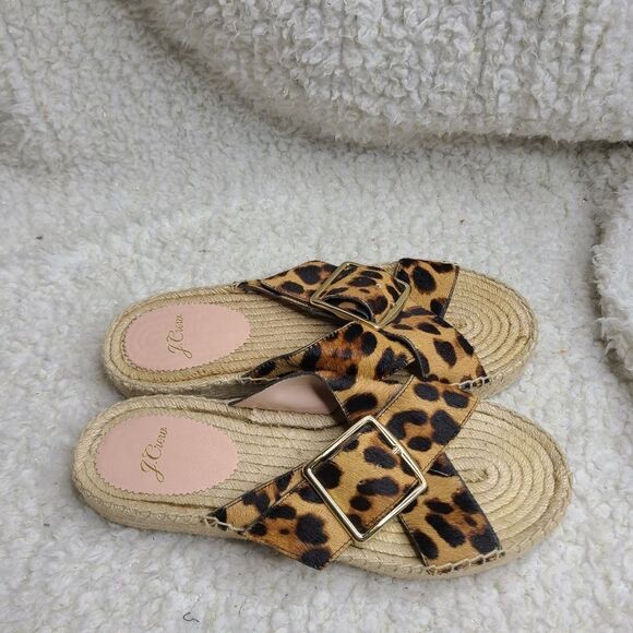 J. Crew Animal Print Espadrilles Slide‎ Sandals sz 8 - Picture 1 of 5